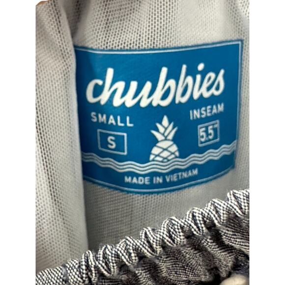 Chubbies Retro Set Faded Blue Heather with Stripes Men's Small 5.5" Swim Trunks - Picture 7 of 7